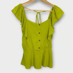 Moa Moa Ruffle Button Down Blouse